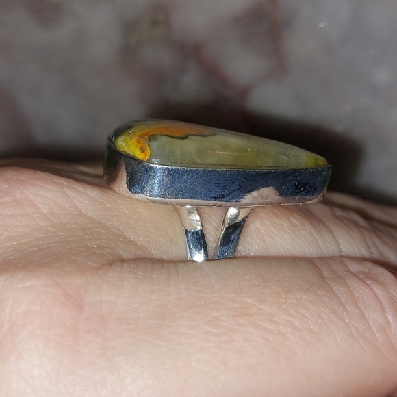 Bumblebee Jasper Teardrop Shaped Ring Size 8.75 - Picture 4 of 7